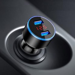 USB Car Charger 2 Port LCD Display