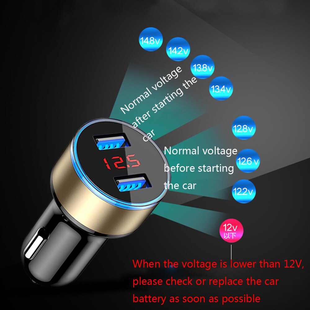 USB Car Charger 2 Port LCD Display - Image 2