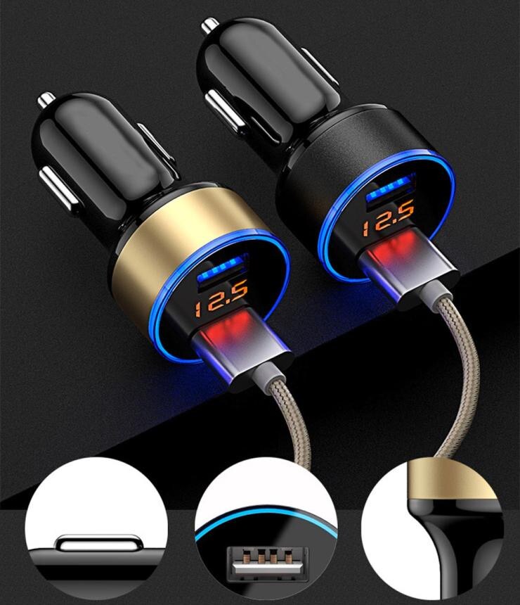 USB Car Charger 2 Port LCD Display - Image 4